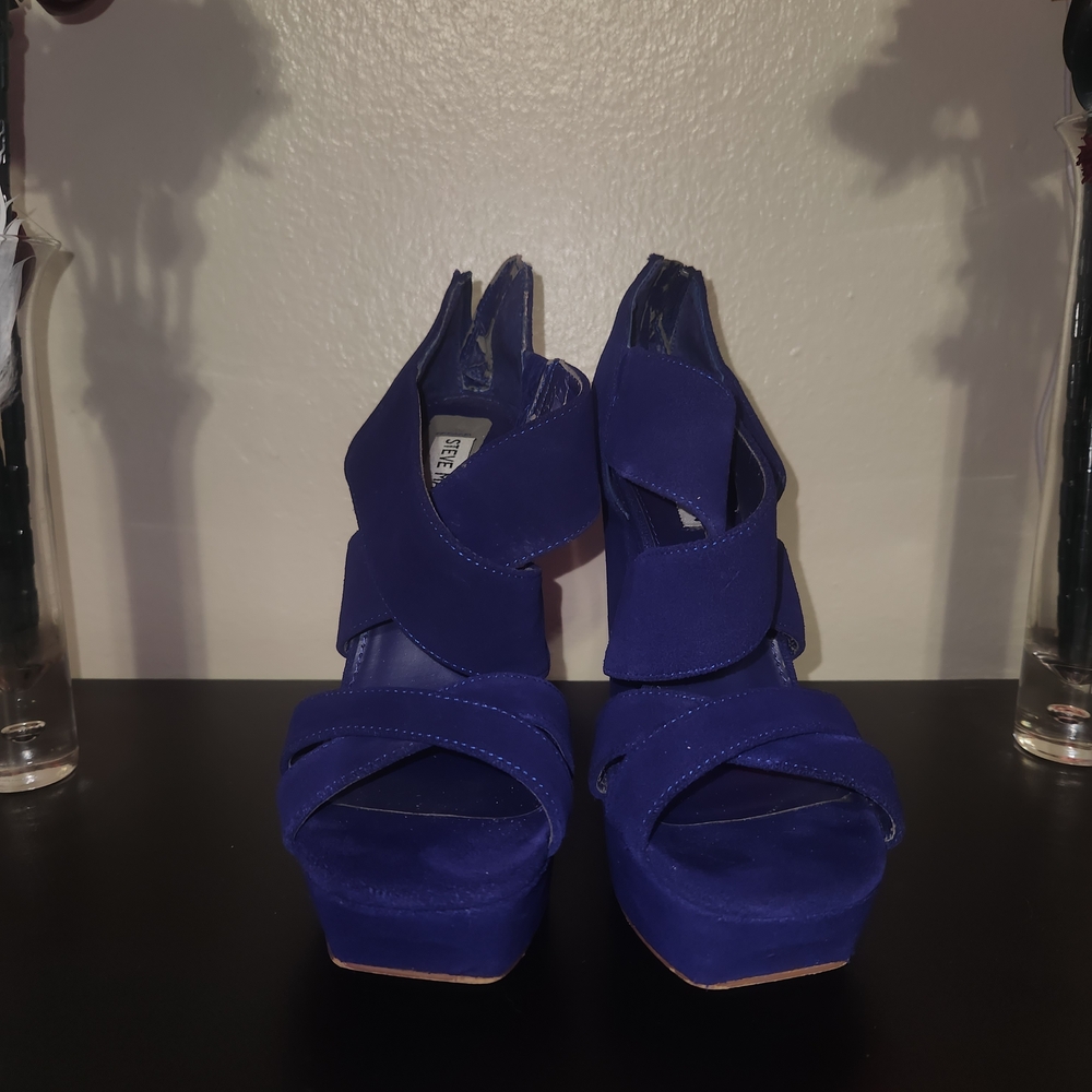 Steve Madden Cobalt Blue Suede Platform Heels